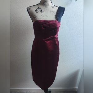 🆕 Bari Jay Wine Red Burgundy One shoulder Prom Homecoming hoco midi dress (2)